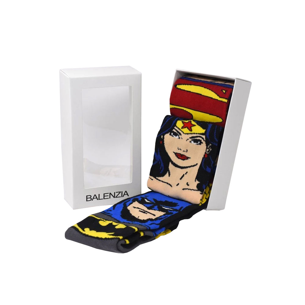 Justice League Gift Pack for Women-Superman, Batman, Wonder woman -Crew Socks(Pack of 3 Pairs/1U) - Balenzia