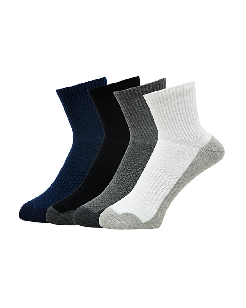 
            
                Load image into Gallery viewer, Balenzia Men’s Cushioned High Ankle Sports Socks (Free Size) Pack of 4 Pairs/1U (Multi Colour) Terry/Towel Ankle Socks for Men - Balenzia
            
        