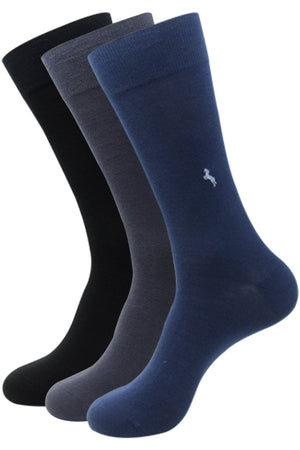 Balenzia Men’s Formal Organic Cotton Socks- Black, Navy, Dark Grey- (Pack of 3 Pairs/1U) - Balenzia