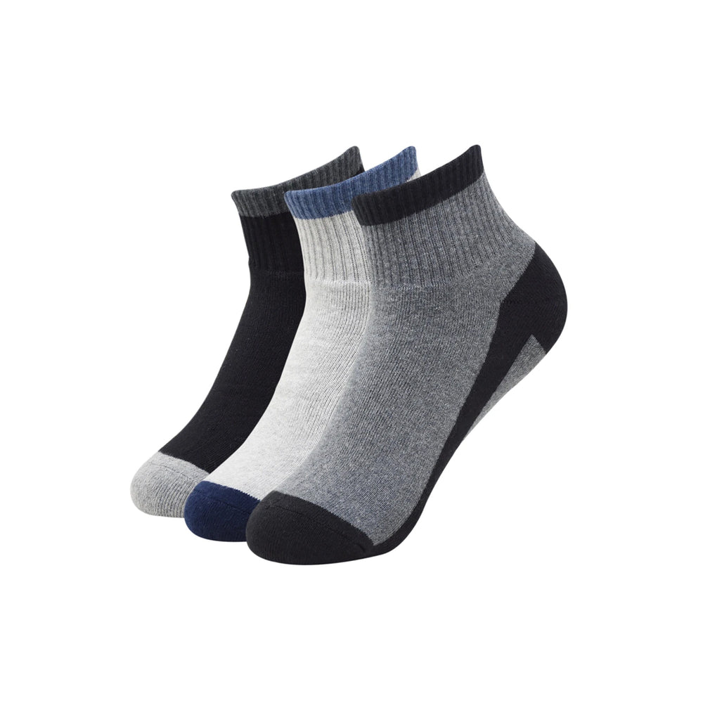 Balenzia Men's Cotton Cushioned Solid Ankle Socks with Mesh Knit, Free