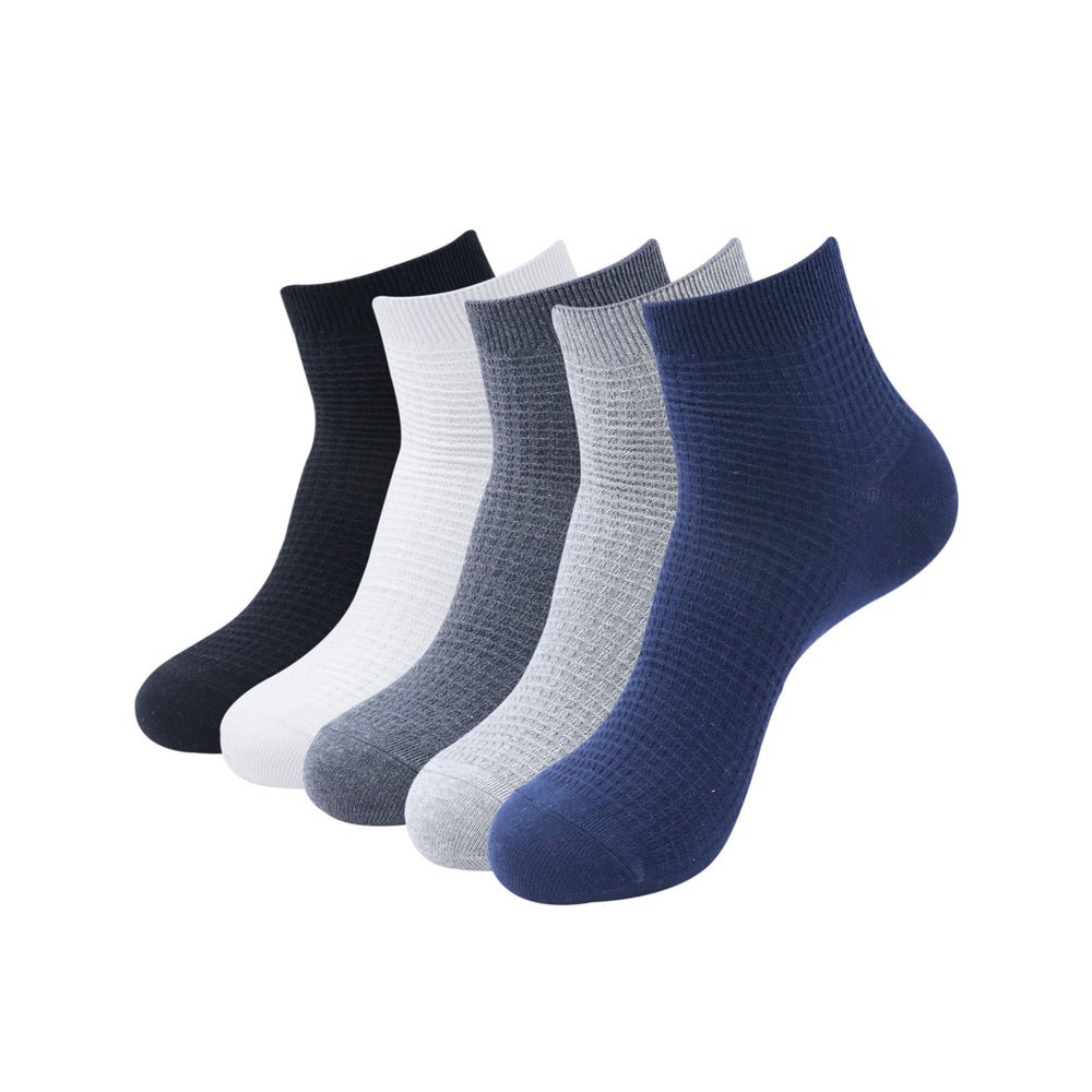
            
                Load image into Gallery viewer, Balenzia Men&amp;#39;s Cotton Ankle Socks-(Pack of 5 Pairs/1U)- (Black,Navy,D.Grey,L.Grey,White) - Balenzia
            
        