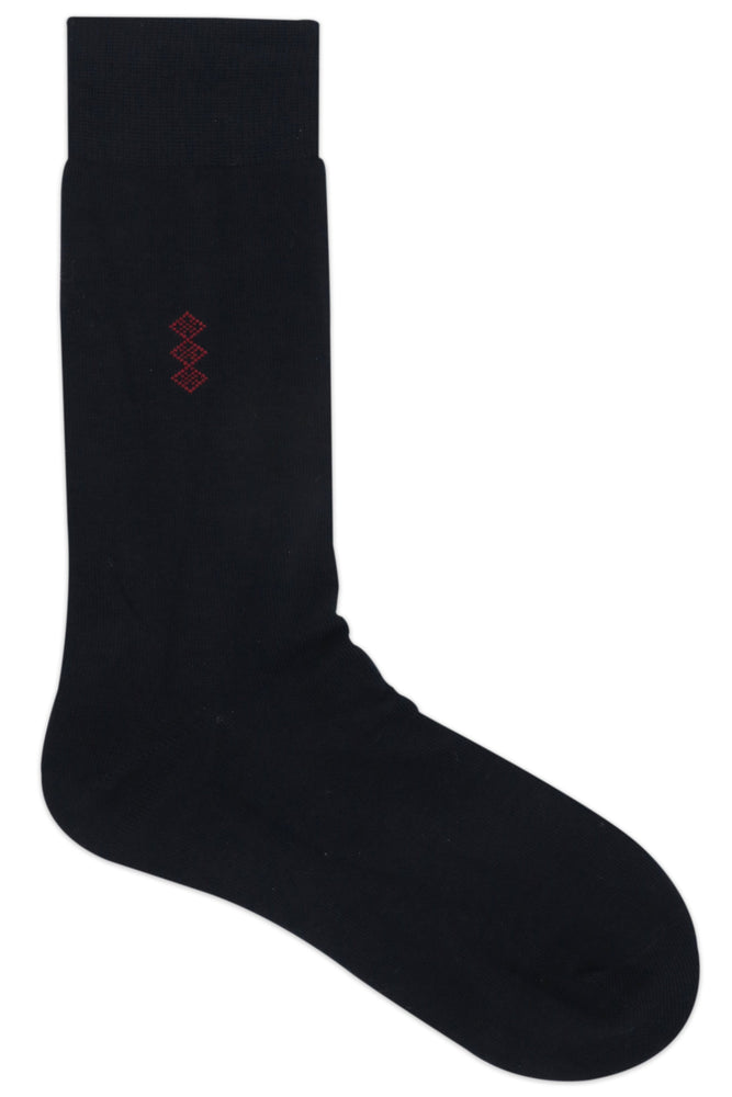 Balenzia Men's Motif Cotton Crew Socks- (Pack of 3 Pairs/1U)(Black,White,Navy) - Balenzia
