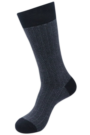 Balenzia Men's Zig Zag Patterned Cotton Crew length socks- (Pack of 3 Pairs/1U) (Black,Navy,Brown) - Balenzia