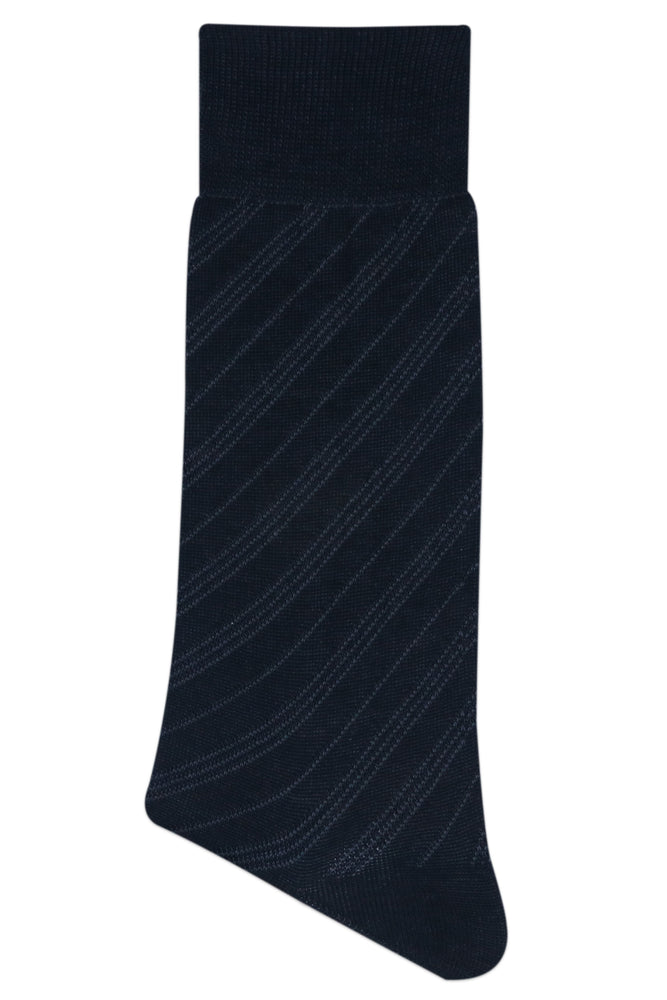 Balenzia Men's Woollen Diagonal Stripes design Crew Socks - Black, Navy, D.Grey,Brown- (Pack of 4 Pairs/1U) - Balenzia
