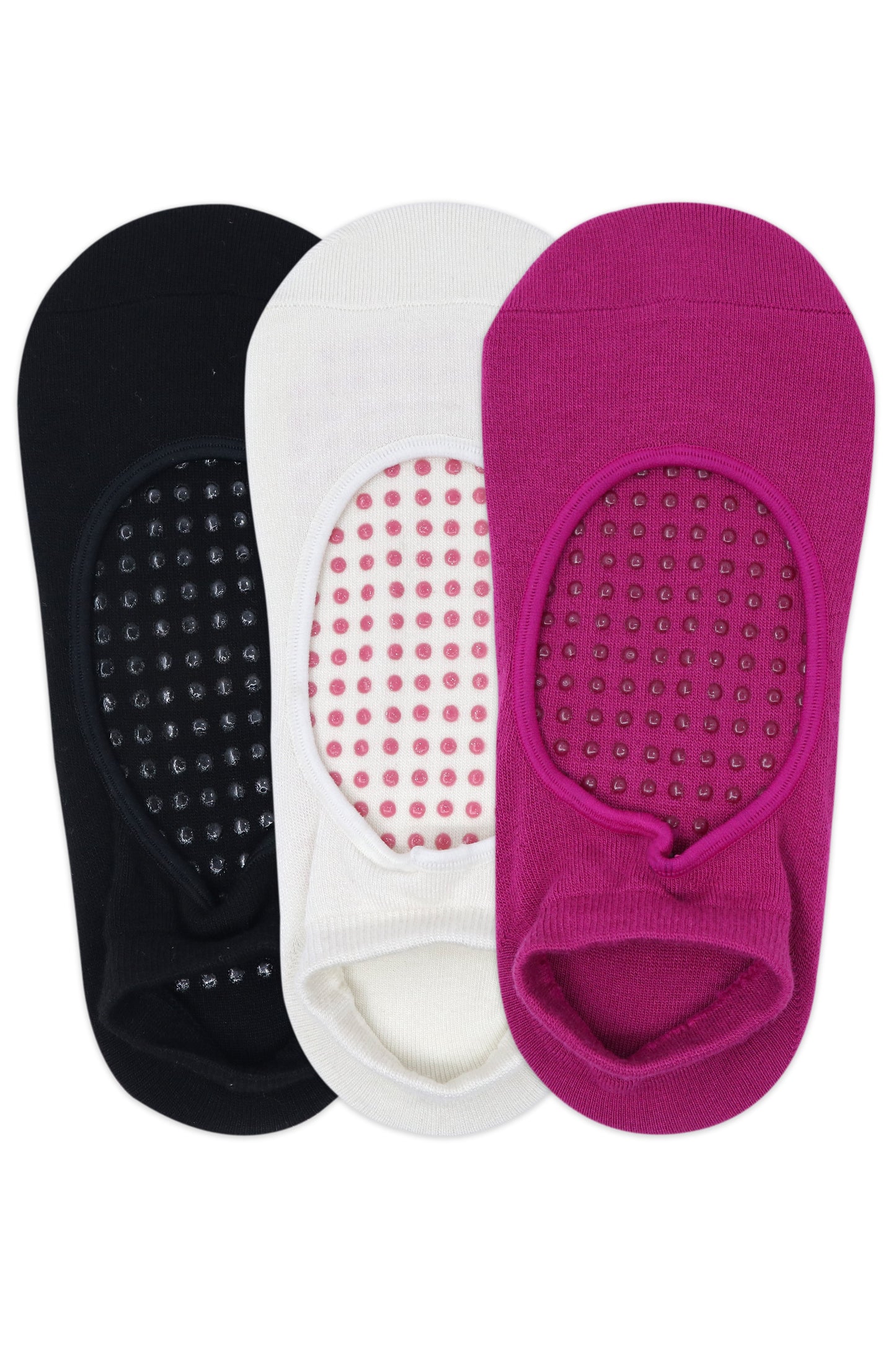 Balenzia Women's Anti Bacterial Yoga Socks with Anti Skid- (Pack of 3 Pairs/1U)- (Black,White,Pink) - Balenzia