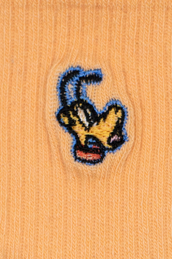 Balenzia x Disney Mickey ,Donald & Pluto Embroidered Half Cushioned High Ankle Socks for Women (Pack of 3 Pairs/1U)(Free Size) Orange,White & Blue - Balenzia
