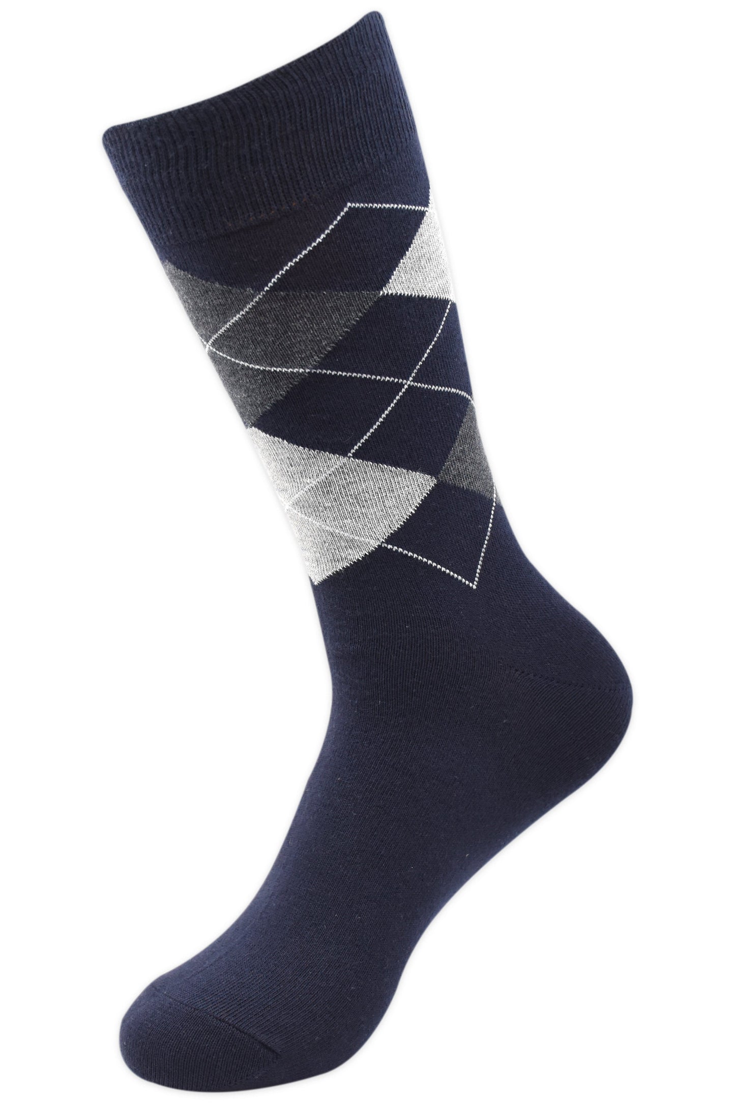 Balenzia Men's Classic Argyle Socks- (Pack of 3 Pairs/1U) (Black,White,Navy) - Balenzia