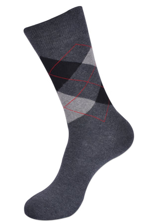 Balenzia Men's Classic Argyle Socks- (Pack of 3 Pairs/1U) (Navy,White,Dark Grey) - Balenzia