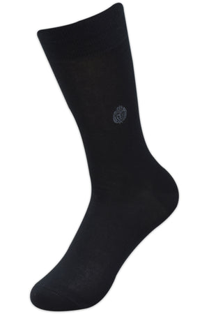 
            
                Load image into Gallery viewer, Balenzia Men&amp;#39;s Embroidered Premium Mercerised Cotton Socks -Black, Dark Grey, Light Grey, Navy- (Pack of 4 Pairs/1U) - Balenzia
            
        