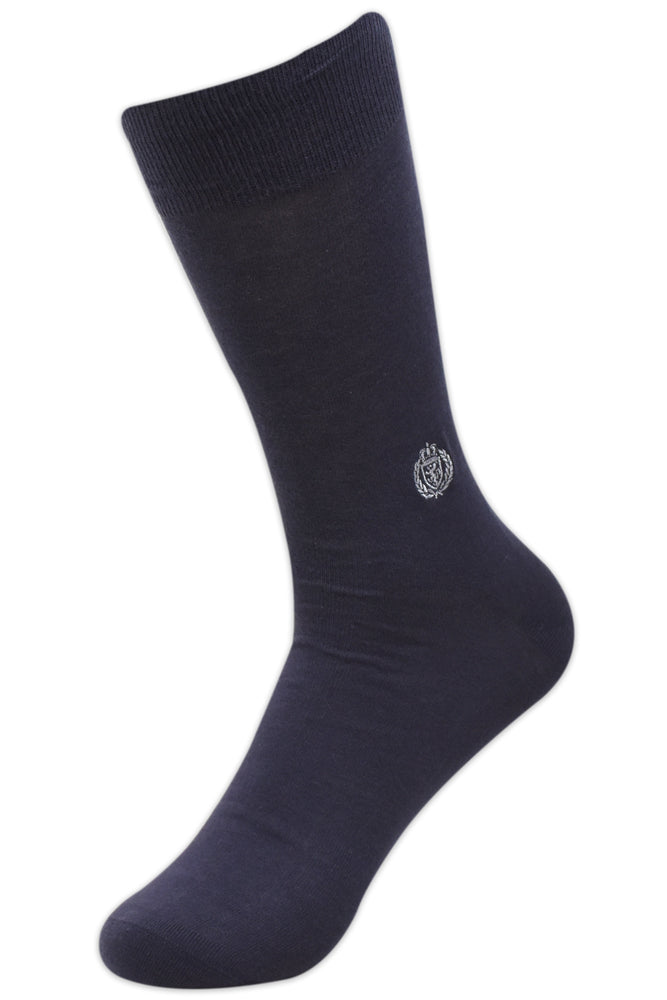 Balenzia Men's Embroidered Premium Mercerised Cotton Socks -Black, Dark Grey, Light Grey, Navy- (Pack of 4 Pairs/1U) - Balenzia