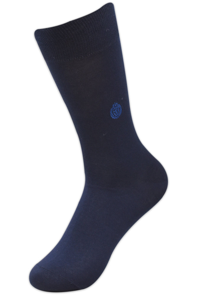 Balenzia Men's Embroidered Premium Mercerised Cotton Socks -Black, Navy, Dark Grey- (Pack of 3 Pairs/1U) - Balenzia