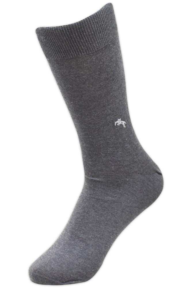 Balenzia Men's Embroidered Premium Mercerised Cotton Socks -Navy, Black, Dark Grey- (Pack of 3 Pairs/1U) - Balenzia