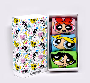 Powerpuff Girls By Balenzia Low Cut Socks for Kids (Pack of 3 Pairs/1U) - Balenzia