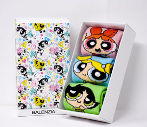 Powerpuff Girls By Balenzia Low Cut Socks for Kids (Pack of 3 Pairs/1U)(4-6 YEARS) - Balenzia