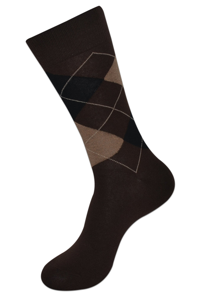Balenzia Men's Classic Argyle Socks- (Pack of 3 Pairs/1U) (Black,D.Grey,Brown) - Balenzia