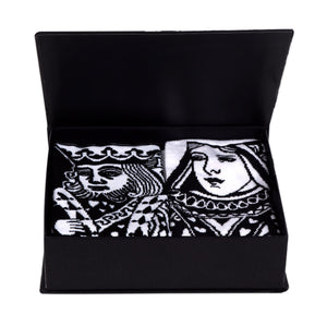 Balenzia Special Edition Poker King & Queen Patterned Gift box for Men & Women(Free Size)(Black,White)(Pack of 2 Pairs/1U) - Balenzia