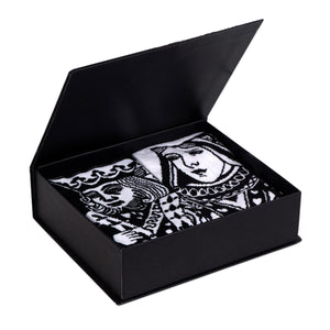 Balenzia Special Edition Poker King & Queen Patterned Gift box for Men & Women(Free Size)(Black,White)(Pack of 2 Pairs/1U) - Balenzia