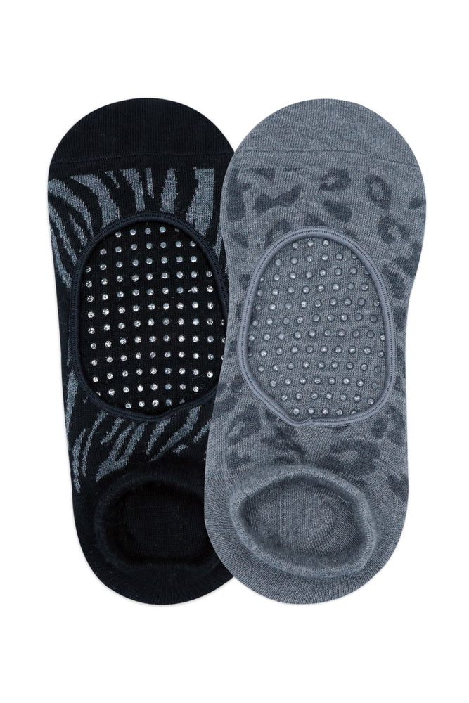 Balenzia Women Anti-Skid Yoga Combed Cotton Socks- (Pack of 2 Pair/1U) (Black,Grey) Free Size - Balenzia