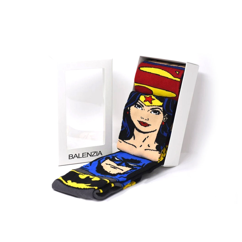 Justice League Gift Pack for Kids-Superman, Batman, Wonder Woman -Crew Socks(7-9 YEARS)(Pack of 3 Pairs/1U) - Balenzia