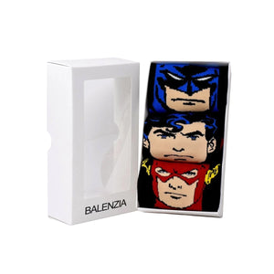 Justice League Gift Pack for Men-Superman, Batman, Flash -Crew Socks(Pack of 3 Pairs/1U) - Balenzia