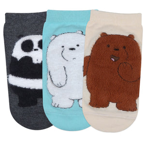 
            
                Load image into Gallery viewer, We Bare Bears By Balenzia Fur Lowcut Socks Gift Pack For Women (Pack Of 3 Pairs/1U)(Freesize) D.Grey,White,Brown - Balenzia
            
        