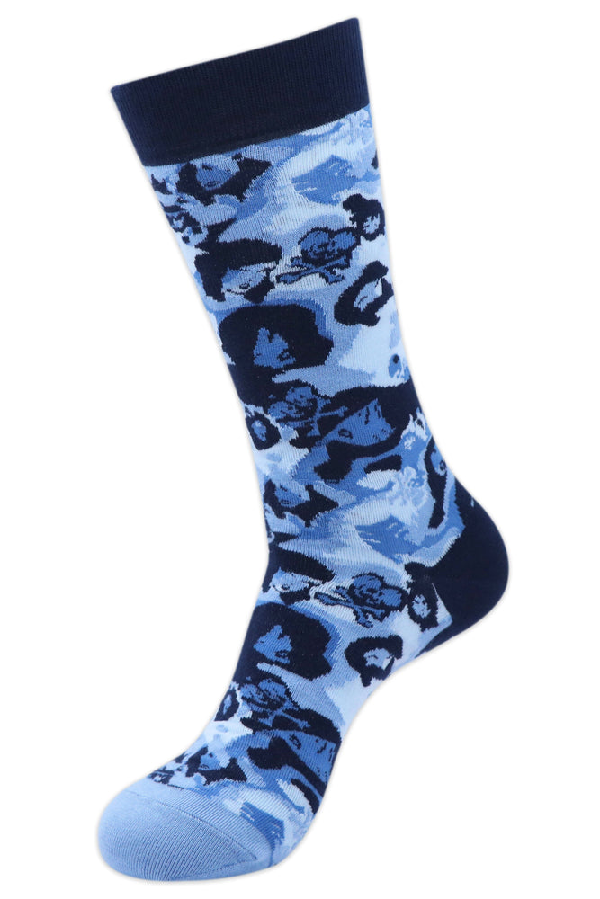 
            
                Load image into Gallery viewer, Balenzia x tokidoki camo pattern double skull crew socks for men (Pack of 1 Pair/1U)- Blue - Balenzia
            
        