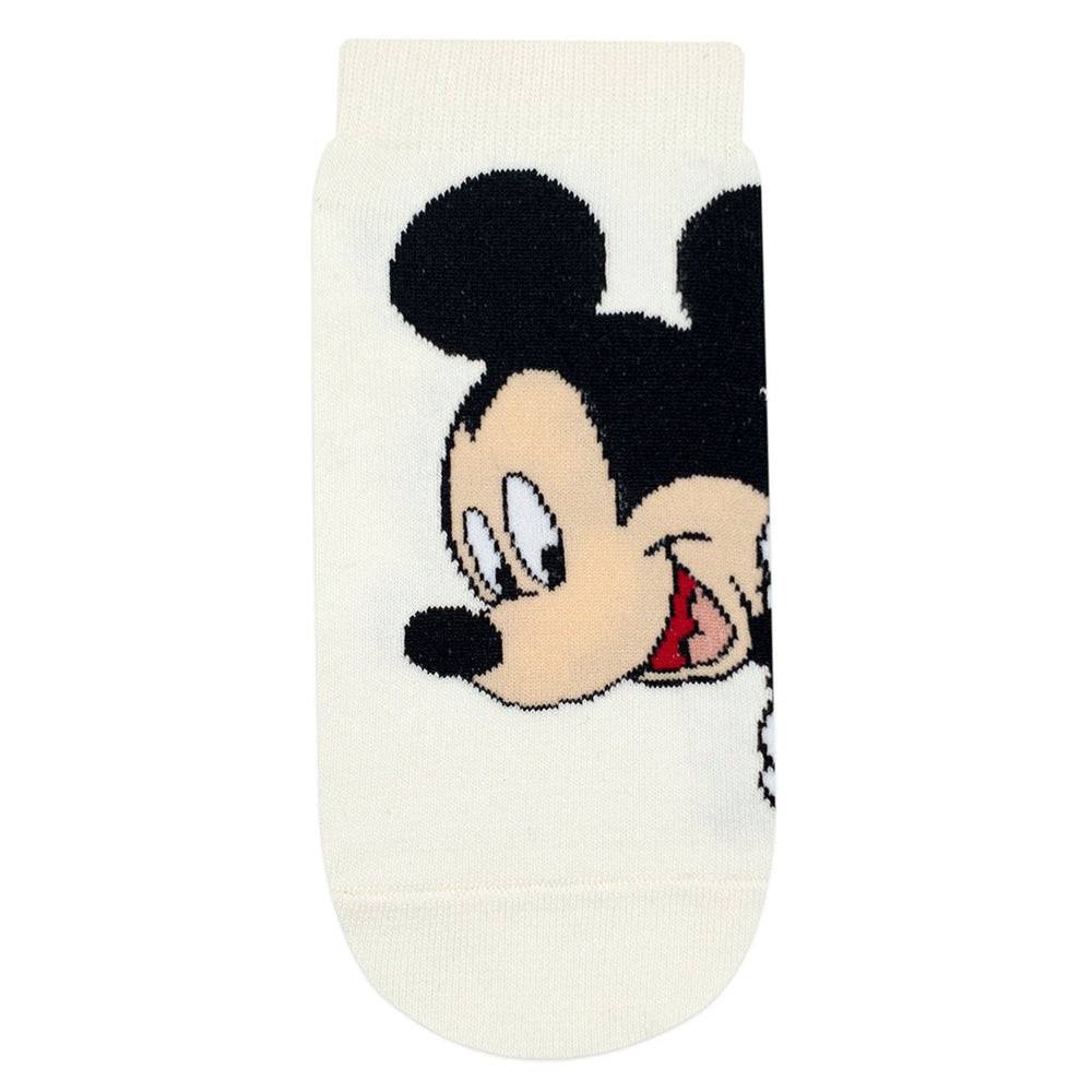 Balenzia x Disney Mickey & Minnie Themed Lowcut Socks for Women- (Pack of 3 Pairs/1U)(Free Size)Cream - Balenzia