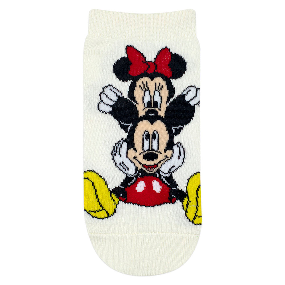Balenzia x Disney Mickey & Minnie Themed Lowcut Socks for Women- (Pack of 3 Pairs/1U)(Free Size)Cream - Balenzia