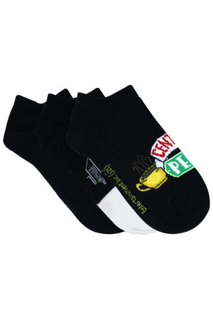 Balenzia x Friends Friends Logo & Central Perk Lowcut Socks for Women (Pack of 3 Pairs/1U) - Black