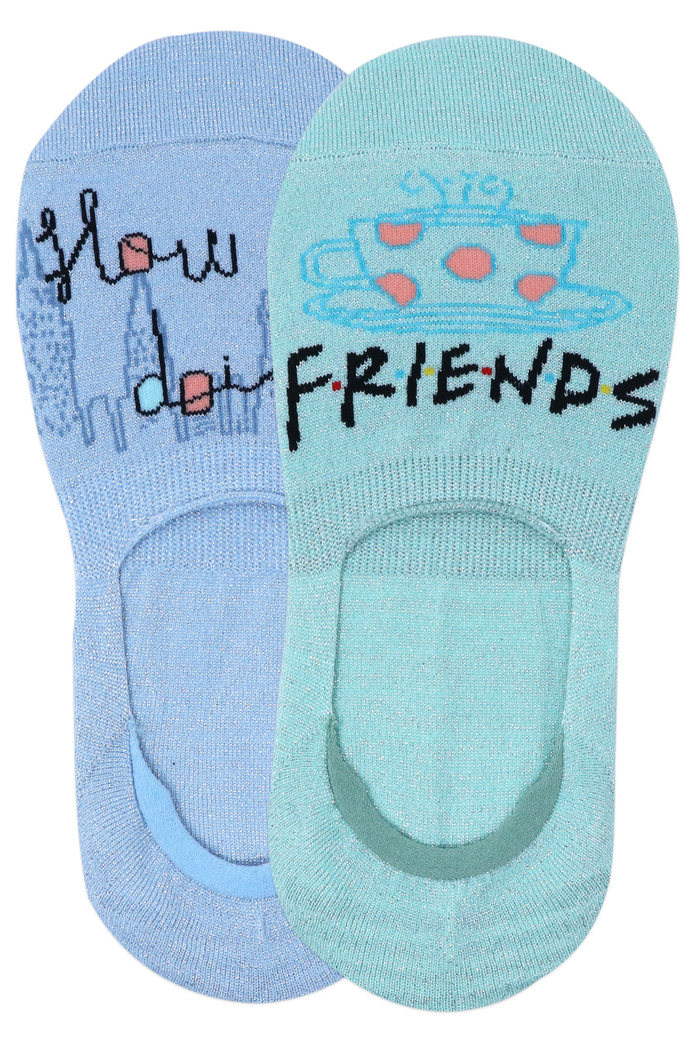 Balenzia x Friends Women-Loafer/No Show Socks (Pack of 2 Pairs/1U)- Green, Blue