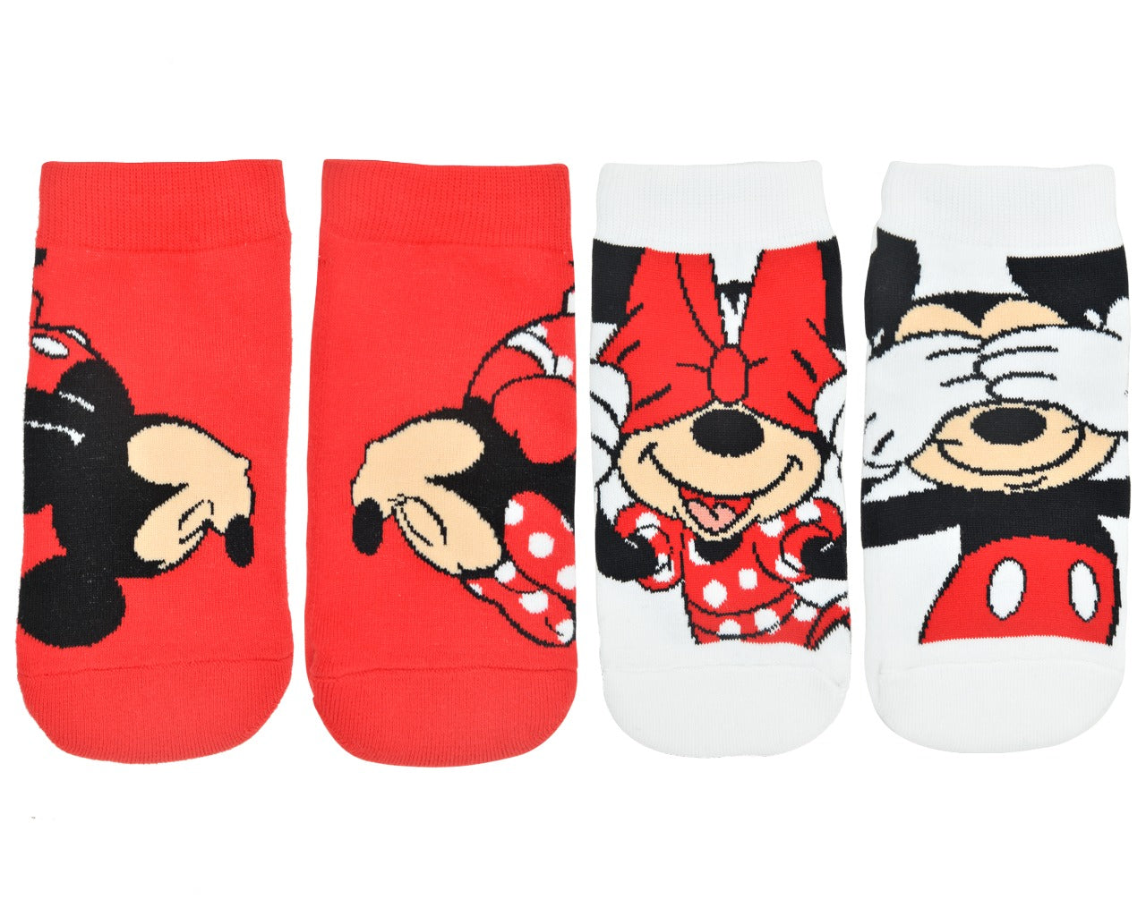 Balenzia x Disney Character Lowcut socks - Mickey & Minnie for Women (Pack of 2 Pairs/1U)(Free Size) Red, White - Balenzia