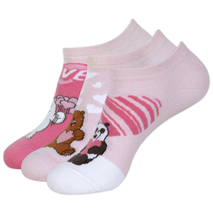 We Bare Bears By Balenzia Lowcut Socks Gift Pack For Women (Pack Of 3 Pairs/1U) (Free Size )Pink,White - Balenzia