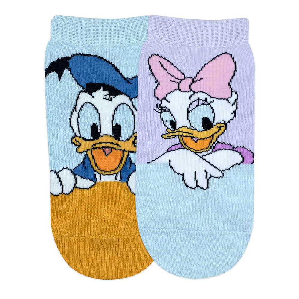 Balenzia x Disney Character Lowcut socks for Women- Donald & Daisy (Pack of 2 Pairs/1U)(Free Size) Blue, Pink - Balenzia