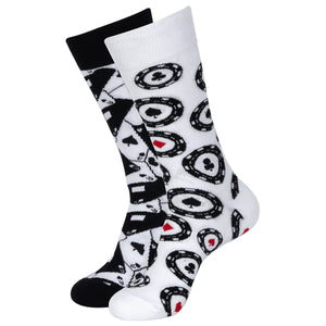 
            
                Load image into Gallery viewer, Balenzia Special Edition Poker Crew Length Socks for Men- Black,White (Free Size)(Pack of 2 Pairs/1U) - Balenzia
            
        