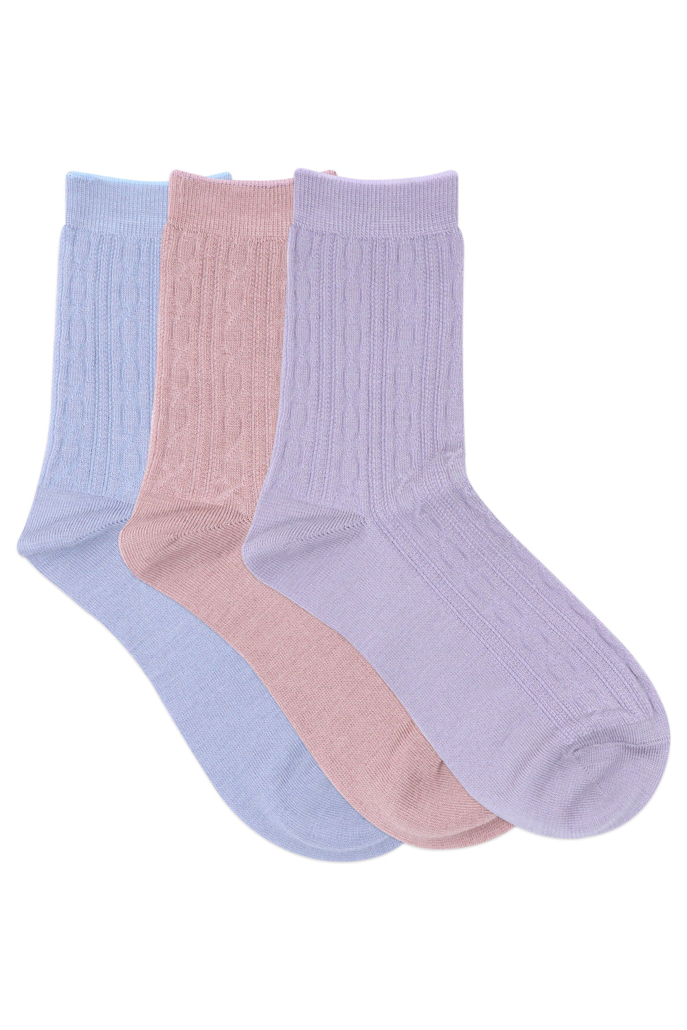 Balenzia Women's Self design Woolen high ankle Socks- Blue,Pink,Purple-(Pack of 3 Pairs/1U) - Balenzia