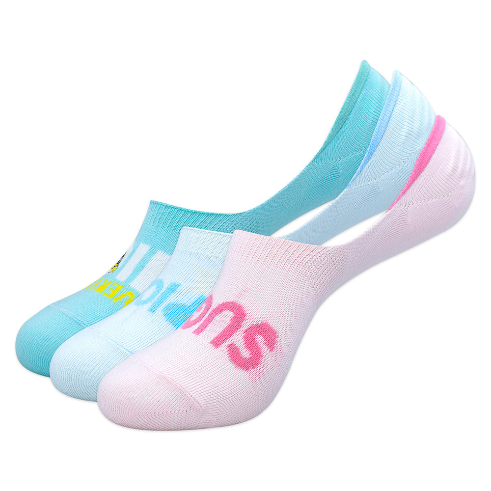 Powerpuff Girls By Balenzia Loafer Socks Gift Pack For Women (Pack Of 3 Pairs/1U)(Free size4)(Pink,Green,Blue) - Balenzia