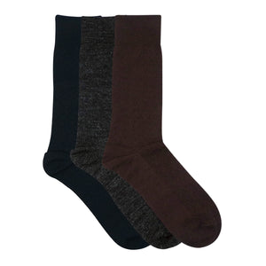 
            
                Load image into Gallery viewer, Balenzia Men&amp;#39;s Woollen Crew/Calf length Socks(Free Size) Black,Dark Grey,Navy, Brown-(Pack of 3 Pairs/1U) - Balenzia
            
        