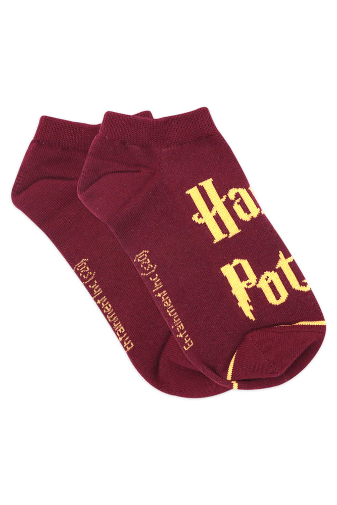 Balenzia x Harry Potter Potter 07 & Harry Potter Logo lowcut Socks for Women (Pack of 2 Pairs/1U)- Maroon - Balenzia
