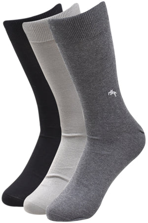 
            
                Load image into Gallery viewer, Balenzia Men&amp;#39;s Embroidered Premium Mercerised Cotton Socks -Black, Dark Grey, Light Grey- (Pack of 3 Pairs/1U) - Balenzia
            
        