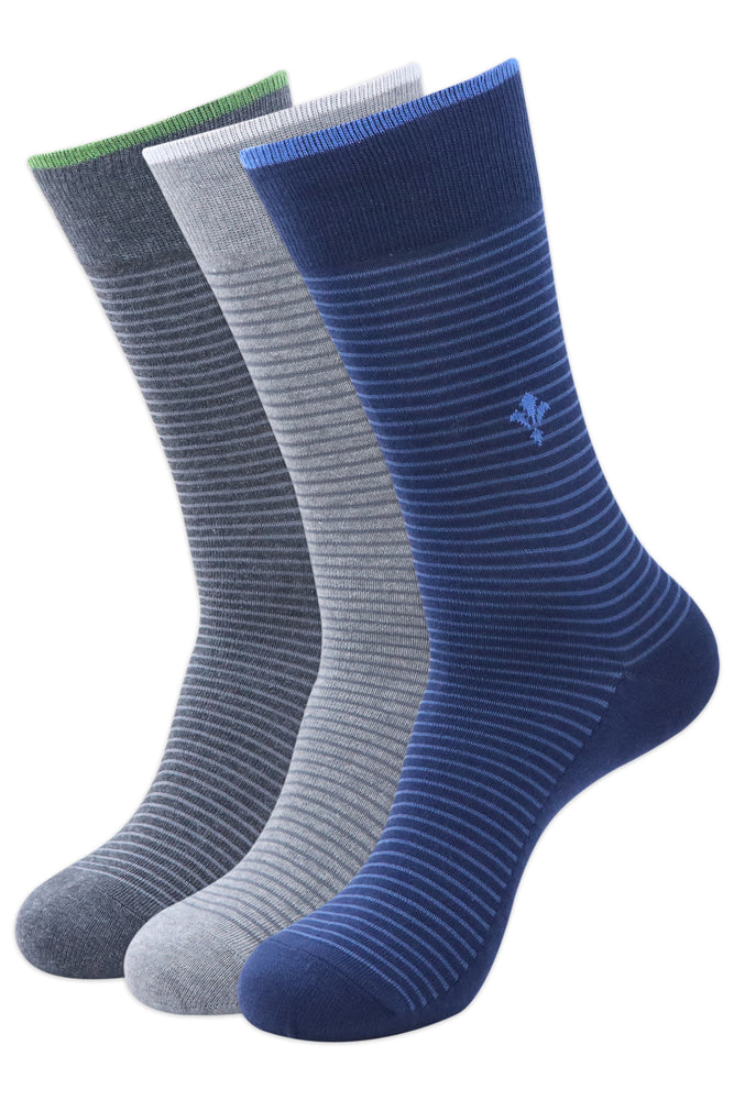 Balenzia Men's Formal, Casual Striped Calf length/Crew length socks(Pack of 3 Pairs/1U)Multicolored - Balenzia