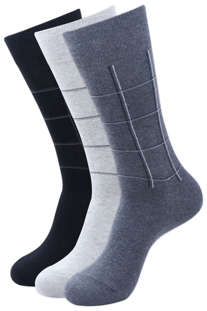 Balenzia Men's Checks Calf Length/Crew Length Cotton Socks - (Multicolored)(Pack of 3 Pairs/1U) - Balenzia