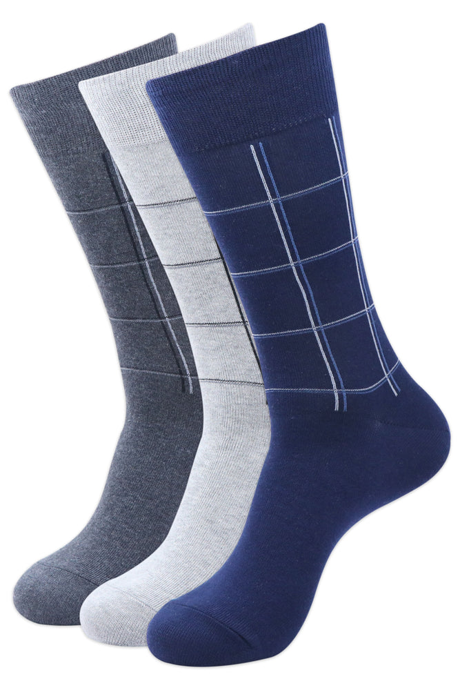 Balenzia Men's Checks Calf Length/Crew Length Cotton Socks - (Multicolored)(Pack of 3 Pairs/1U) - Balenzia