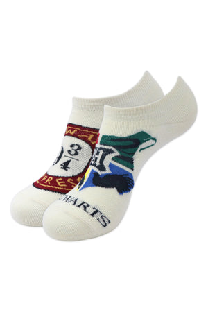 Balenzia x Harry Potter Hogwarts Crest & Hogwarts Express lowcut Socks for Women (Pack of 2 Pairs/1U)- Cream - Balenzia