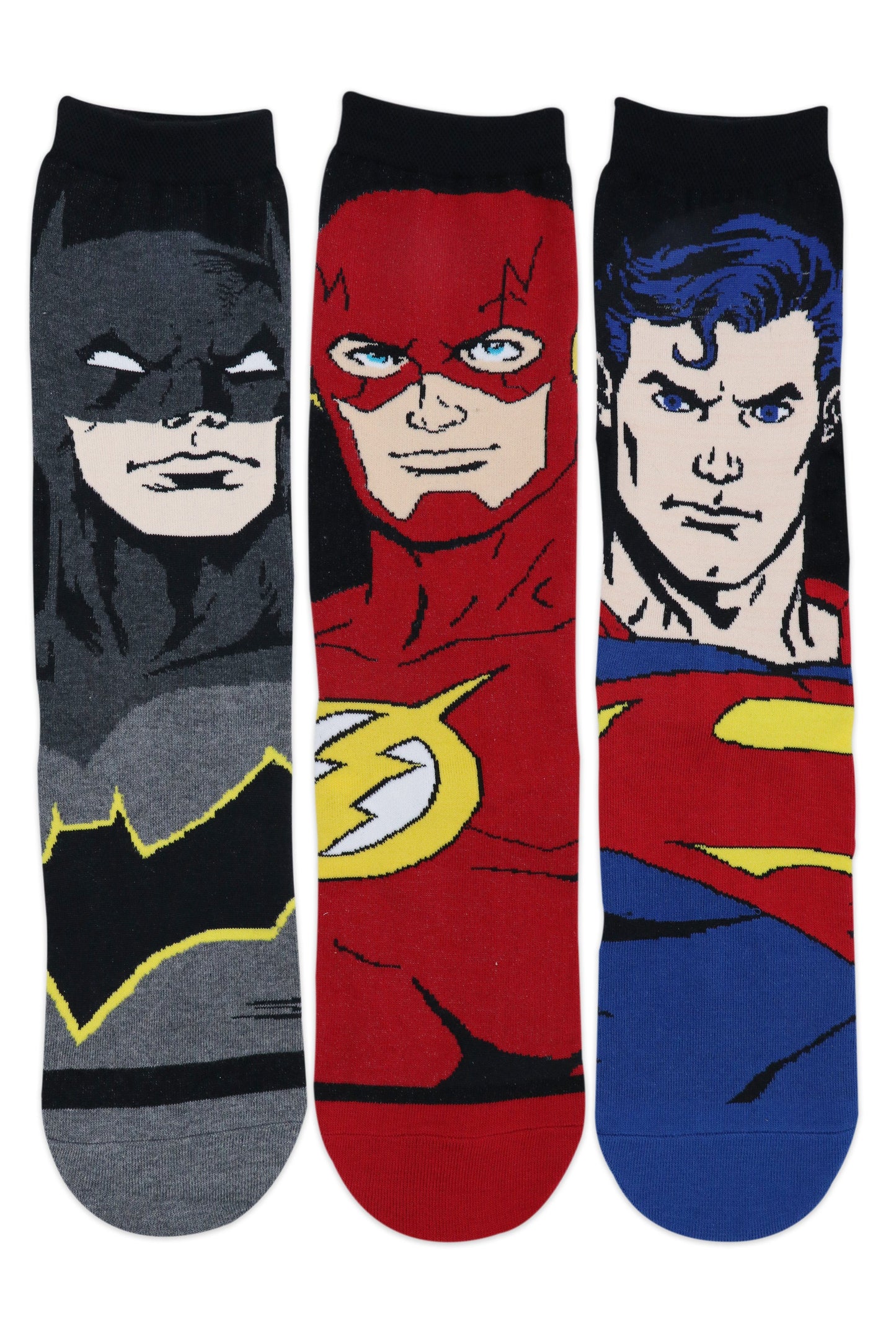 Justice League Men's Character Socks - Superman, Batman, Flash - Special Edition-(Pack of 3 Pairs/1U) - Balenzia