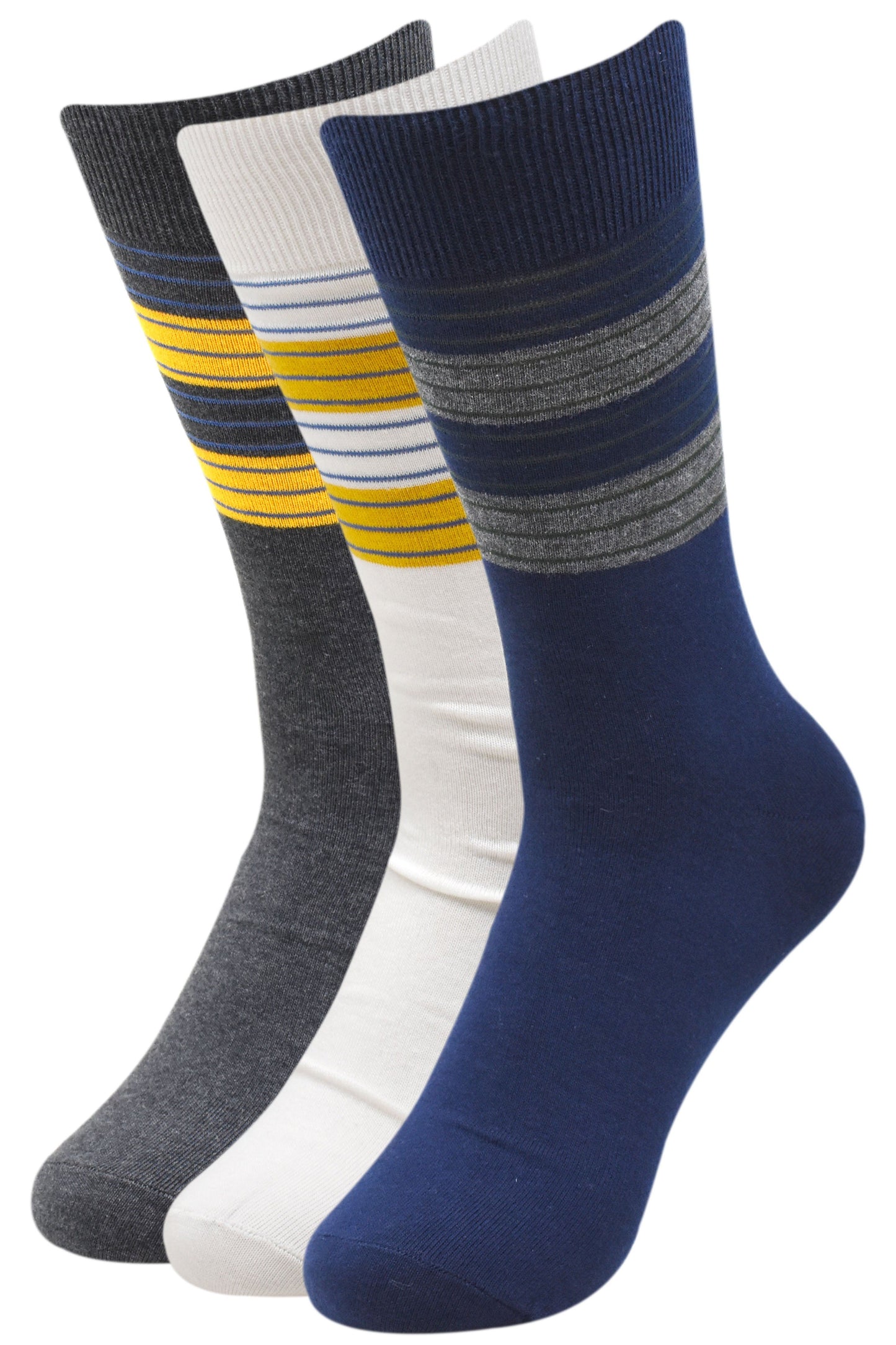 Balenzia Men's Striped Cotton Crew Socks-3 Pair Pack - Balenzia