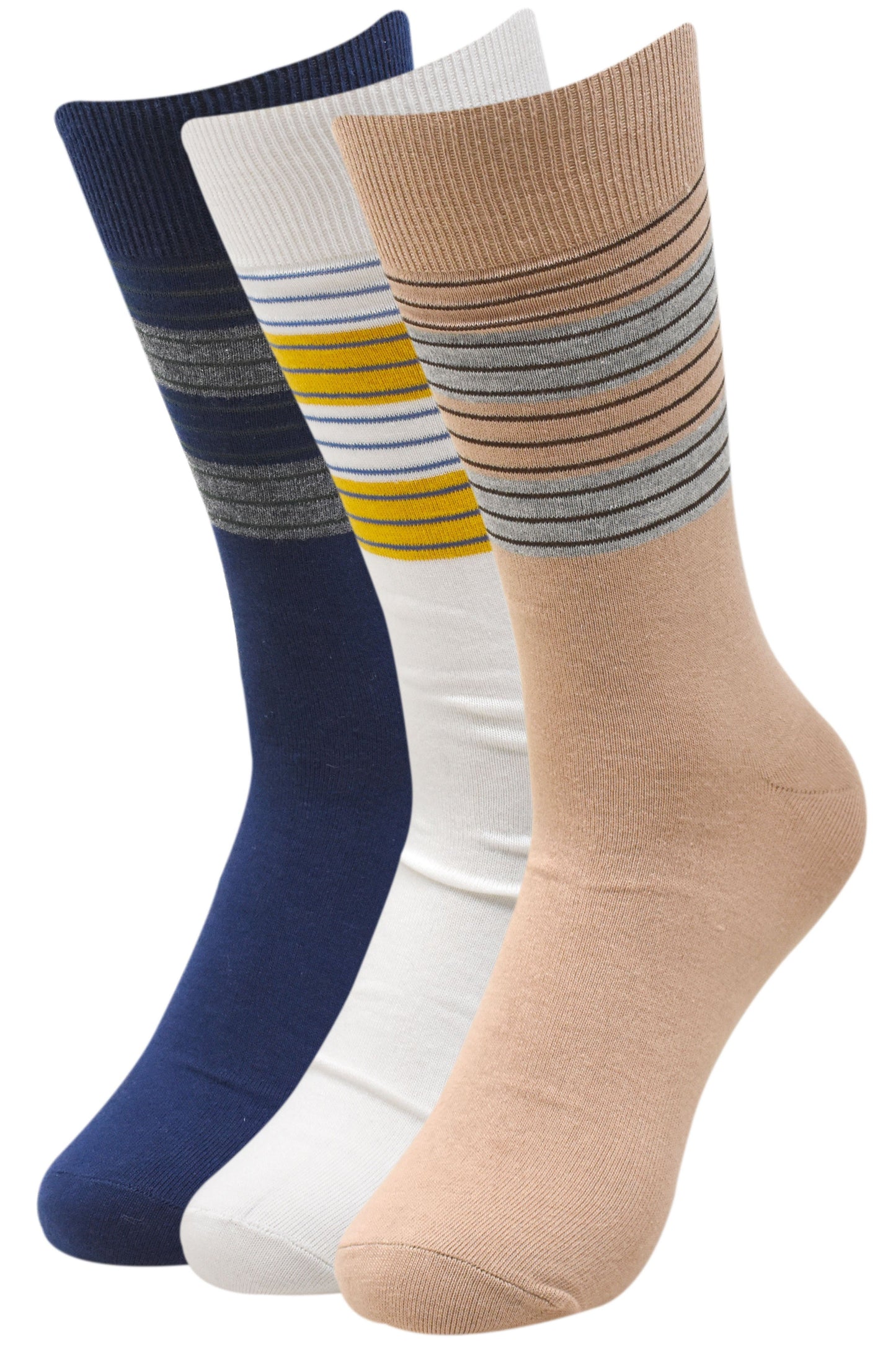 Balenzia Men's Striped Cotton Crew Socks-3 Pair Pack - Balenzia