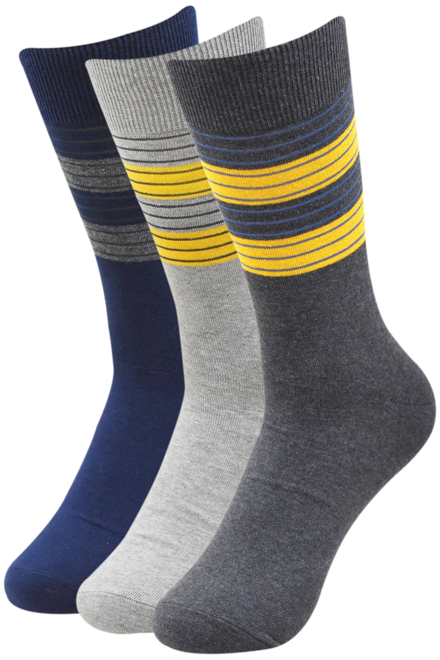 Balenzia Men's Striped Cotton Crew Socks-3 Pair Pack - Balenzia