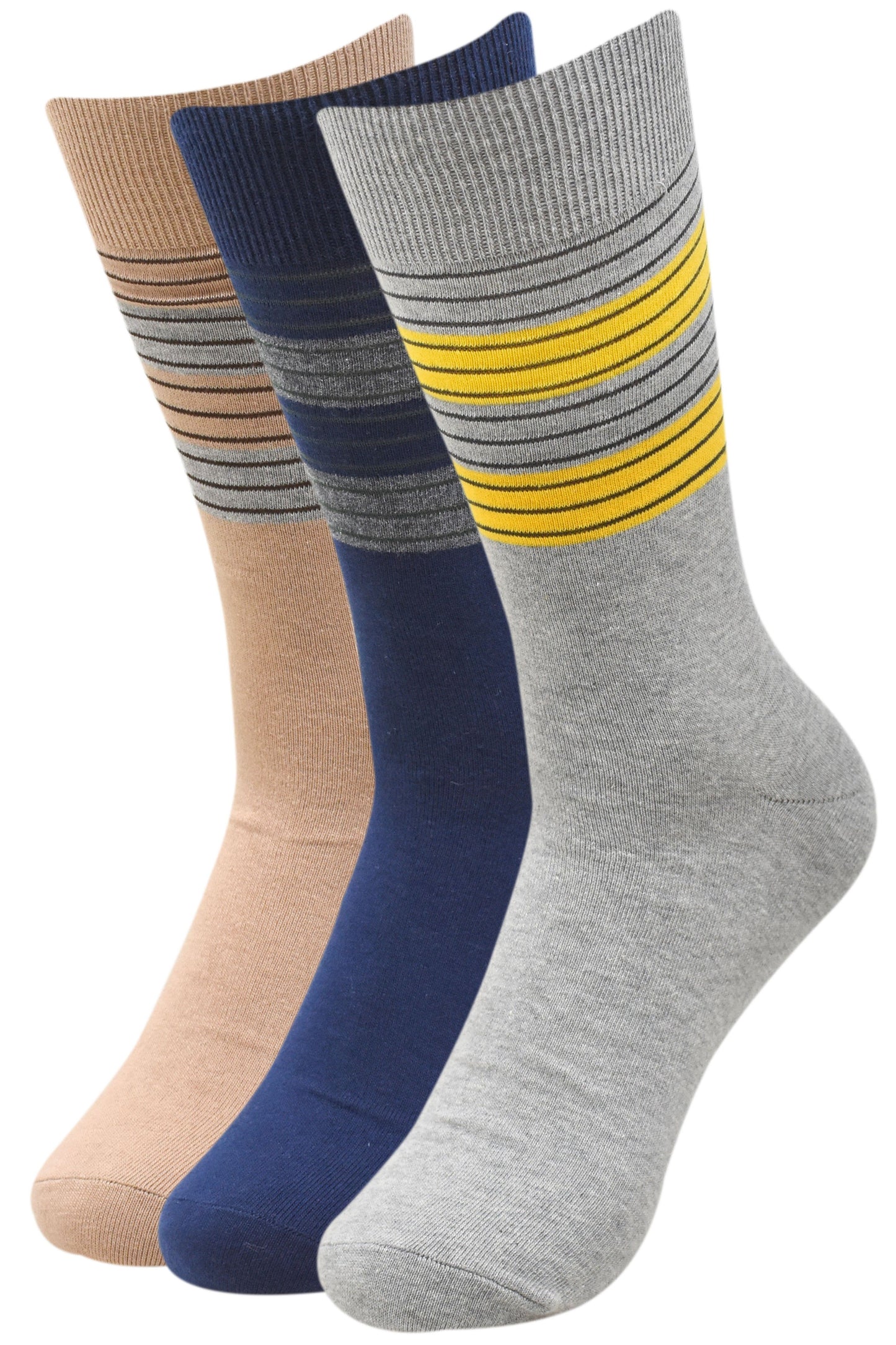 Balenzia Men's Striped Cotton Crew Socks-3 Pair Pack - Balenzia