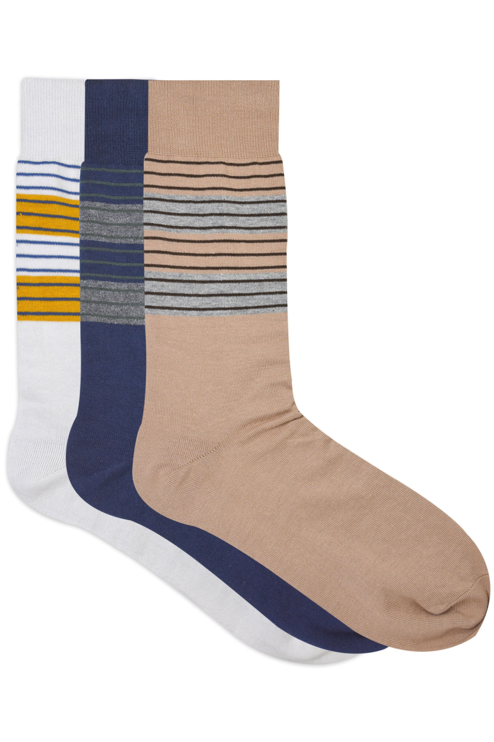 Balenzia Men's Striped Cotton Crew Socks-3 Pair Pack - Balenzia