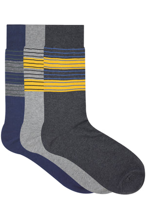 Balenzia Men's Striped Cotton Crew Socks-3 Pair Pack - Balenzia